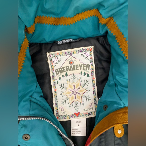 Obermeyer Gallivant ll Embroidered Hooded Ski Jumpsuit  Size petite 8 Teal grey - Picture 11 of 14